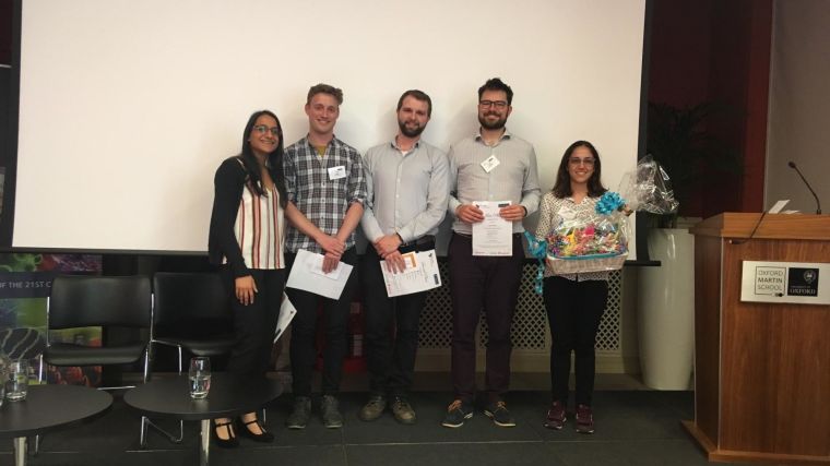 The 2018 award winners from left to right (above): Ishna Mistry (1st place oral), Edward Ottley (1st place poster), Joshua Owen (2nd place oral), Edward O’Neill (best graphical abstract), Giuliana De Gregoriis (networking prize). Abhay Singh was the winner of the 2nd place poster prize (not pictured).