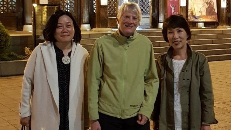 Ruth (centre) with physician-scientists Inah Kim and Jinsil Seong